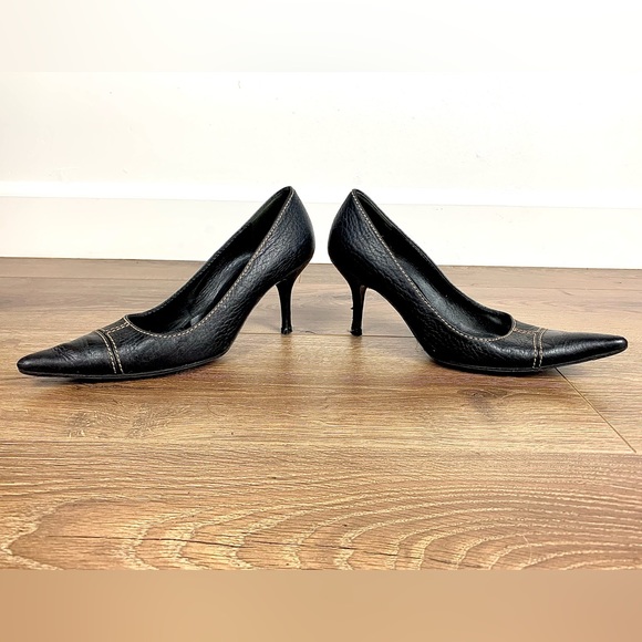 Women’s Vintage Dolce & Gabbana Black Stitched Pointed Heels Pumps, SZ: 38 - Picture 8 of 15